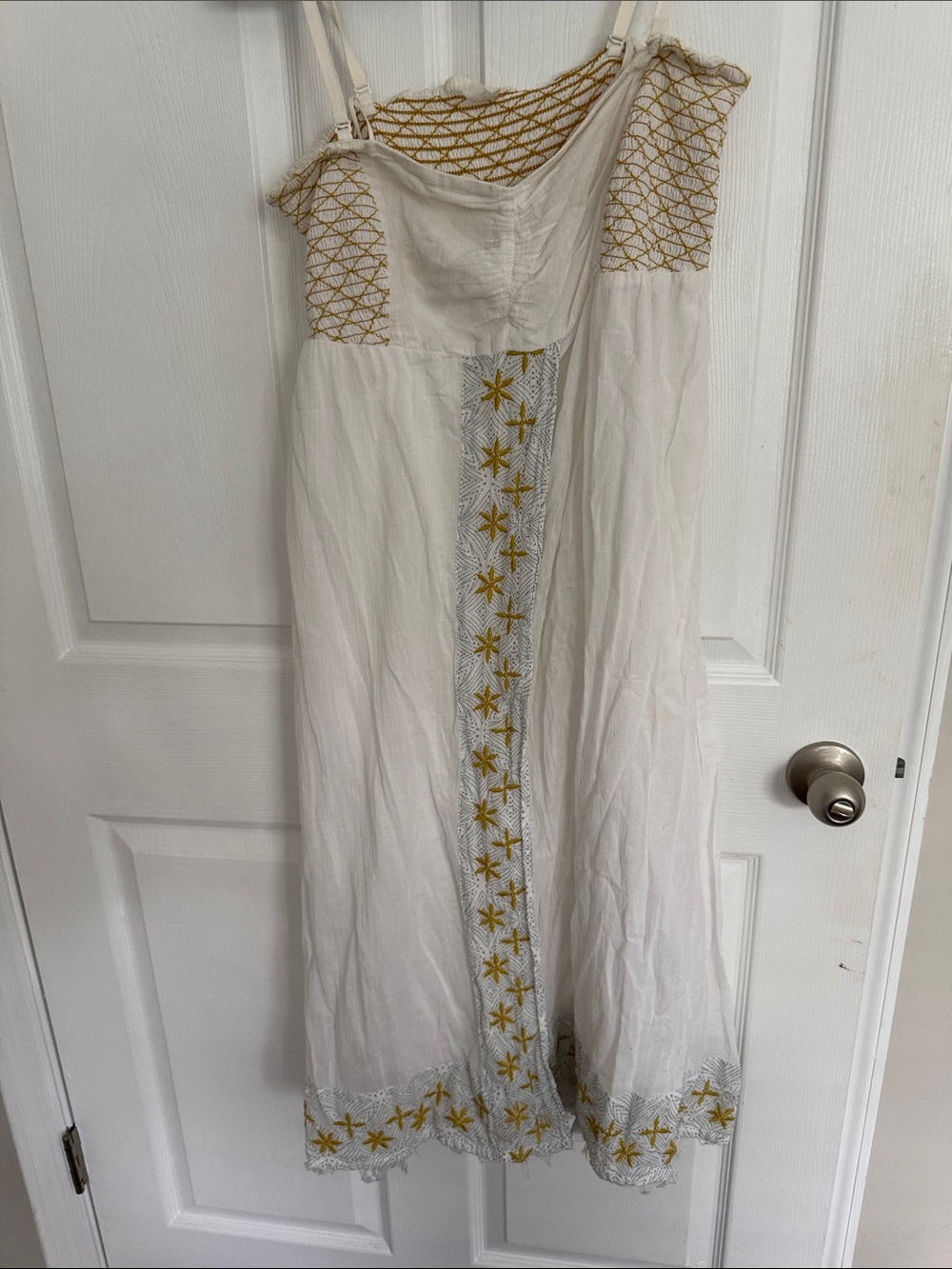 Free People Cream Maxi Dress with Gold Embroidered Stars
